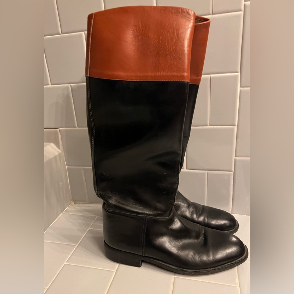 Fabbri Black/ Tan Tall Boots Size 42
